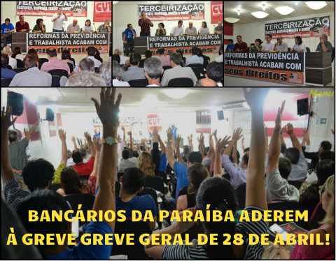 Bancários da Paraíba também cruzam os braços dia 28